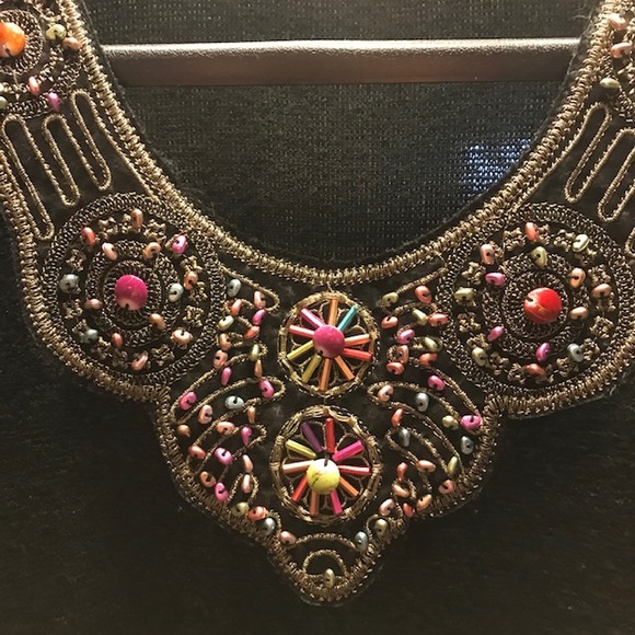 8 Sweater Dress Black Beads Tassels Lace Stretch - Picture 1 of 11